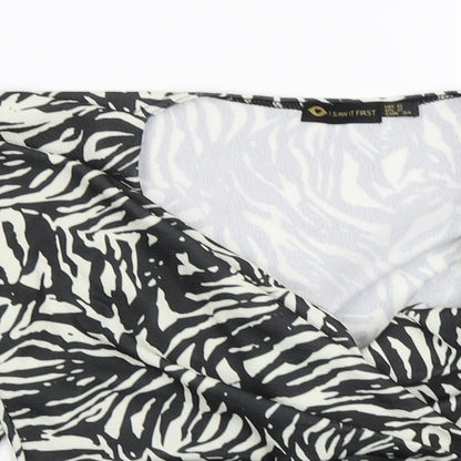 i aw it first Womens White Striped  Wrap T-Shirt Size 6
