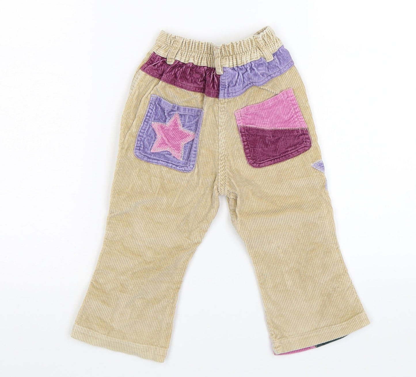 4kids Girls Beige Flecked Corduroy Capri Trousers Size 6-9 Months  - patchwork cords