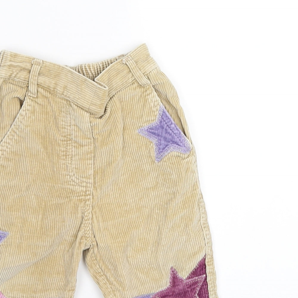 4kids Girls Beige Flecked Corduroy Capri Trousers Size 6-9 Months  - patchwork cords