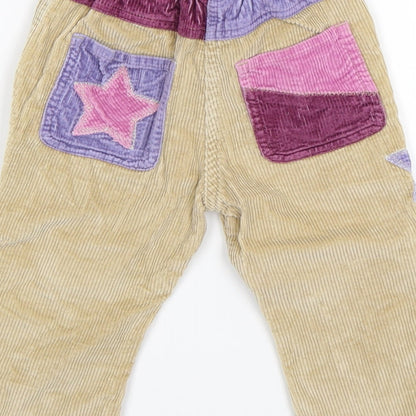 4kids Girls Beige Flecked Corduroy Capri Trousers Size 6-9 Months  - patchwork cords