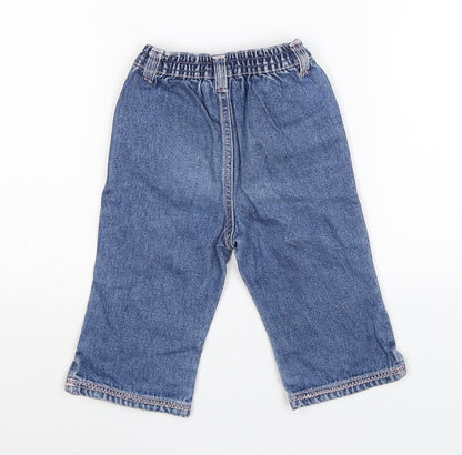 morris mouse Girls Blue Floral Denim Pedal Pusher Jeans Size 3-6 Months