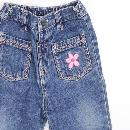 morris mouse Girls Blue Floral Denim Pedal Pusher Jeans Size 3-6 Months