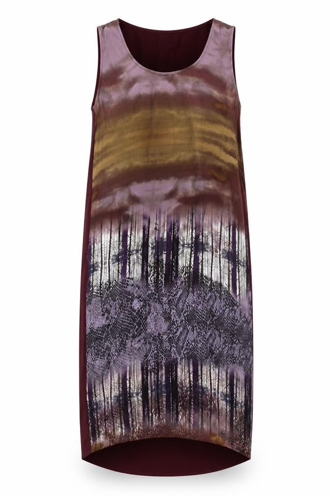 Next Womens Purple  Chiffon Tank Dress  Size 8  - woodland graphic