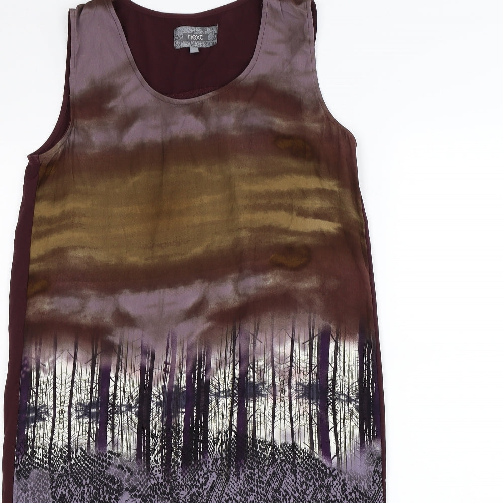 NEXT Womens Purple  Chiffon Tank Dress  Size 8  - woodland graphic