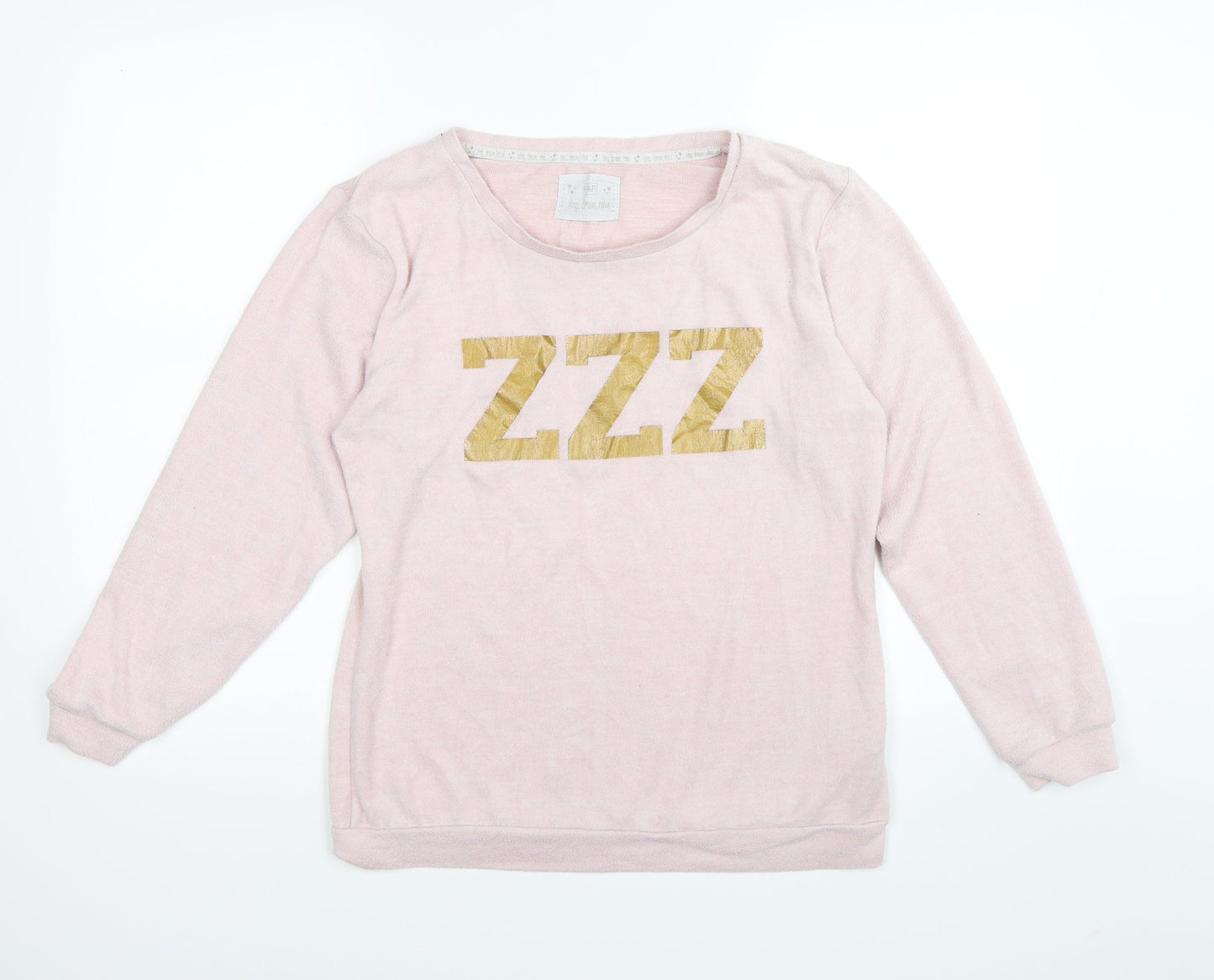 F&F Womens Pink Solid Velour Top Pyjama Top Size S  - ZZZ lounge wear