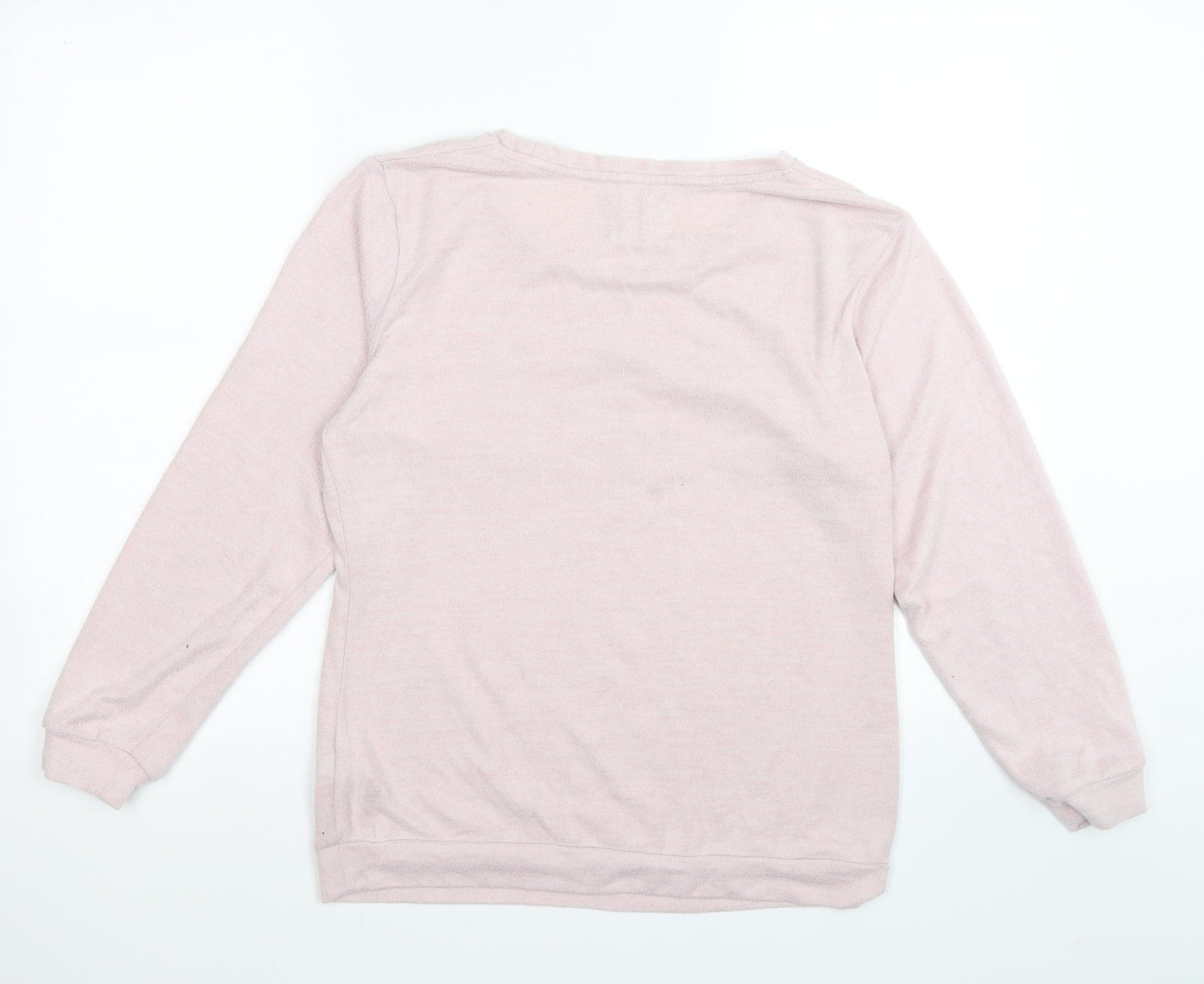 F&F Womens Pink Solid Velour Top Pyjama Top Size S  - ZZZ lounge wear
