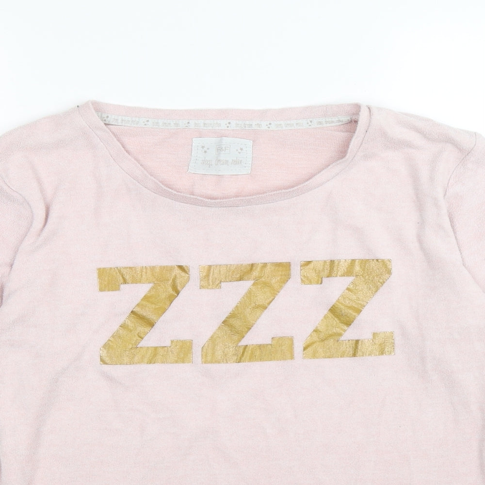 F&F Womens Pink Solid Velour Top Pyjama Top Size S  - ZZZ lounge wear