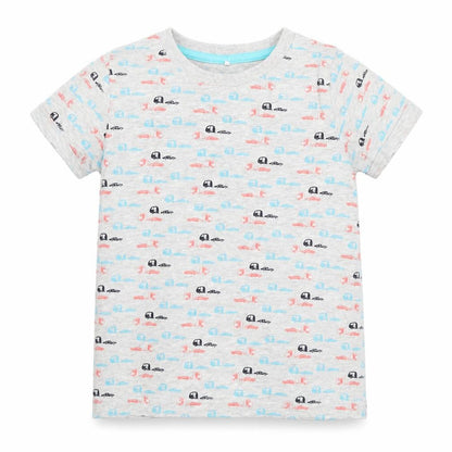 NAME IT Boys Grey   Basic T-Shirt Size 4 Years  - motor homes cars