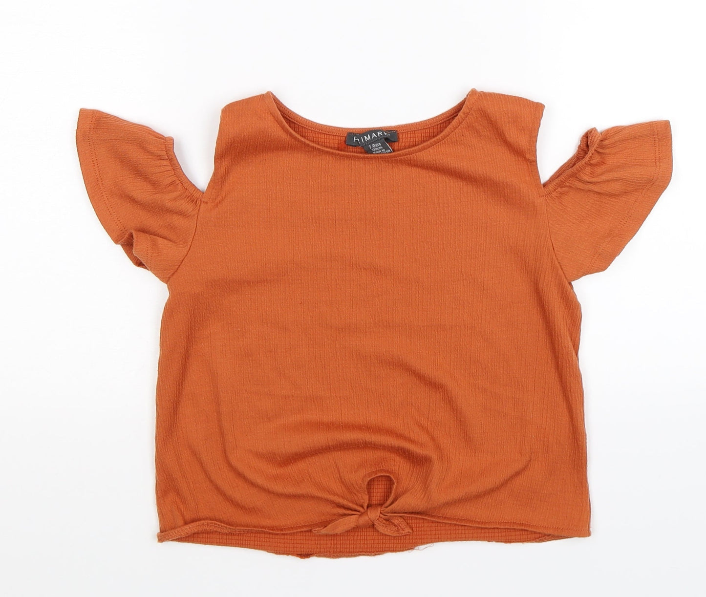 Primark Girls Orange   Cropped T-Shirt Size 7-8 Years  - cold shoulder