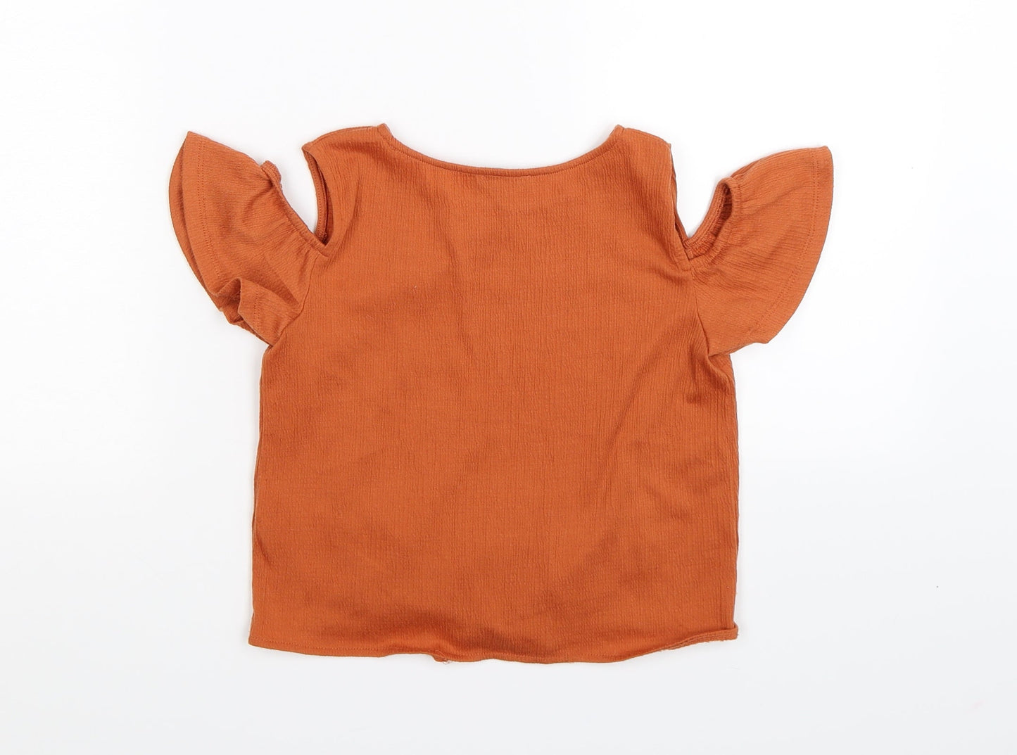 Primark Girls Orange   Cropped T-Shirt Size 7-8 Years  - cold shoulder