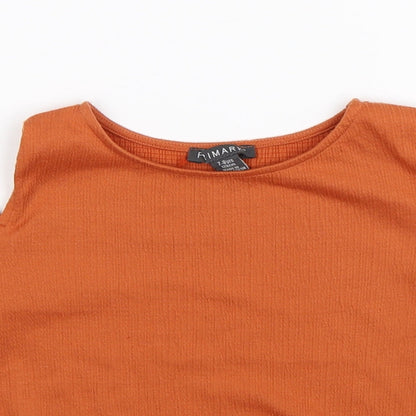 Primark Girls Orange   Cropped T-Shirt Size 7-8 Years  - cold shoulder