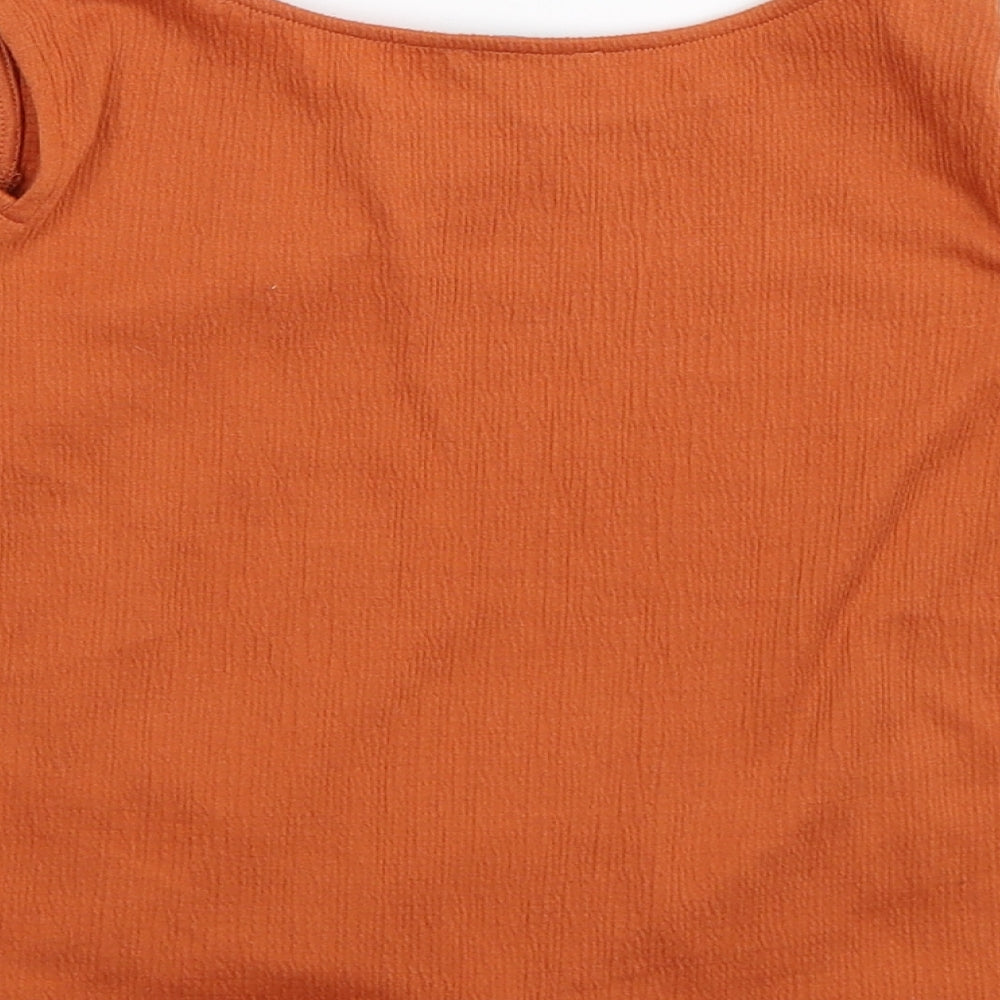 Primark Girls Orange   Cropped T-Shirt Size 7-8 Years  - cold shoulder