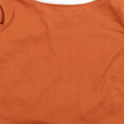 Primark Girls Orange   Cropped T-Shirt Size 7-8 Years  - cold shoulder