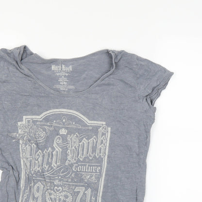 Womens UK Size S Hard Rock Grey Basic T-Shirt