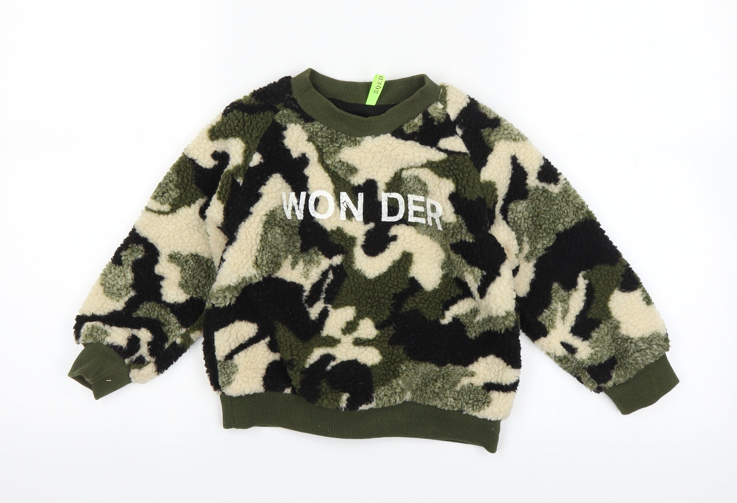 Preworn Girls Green Camouflage  Pullover Jumper Size 13 Years