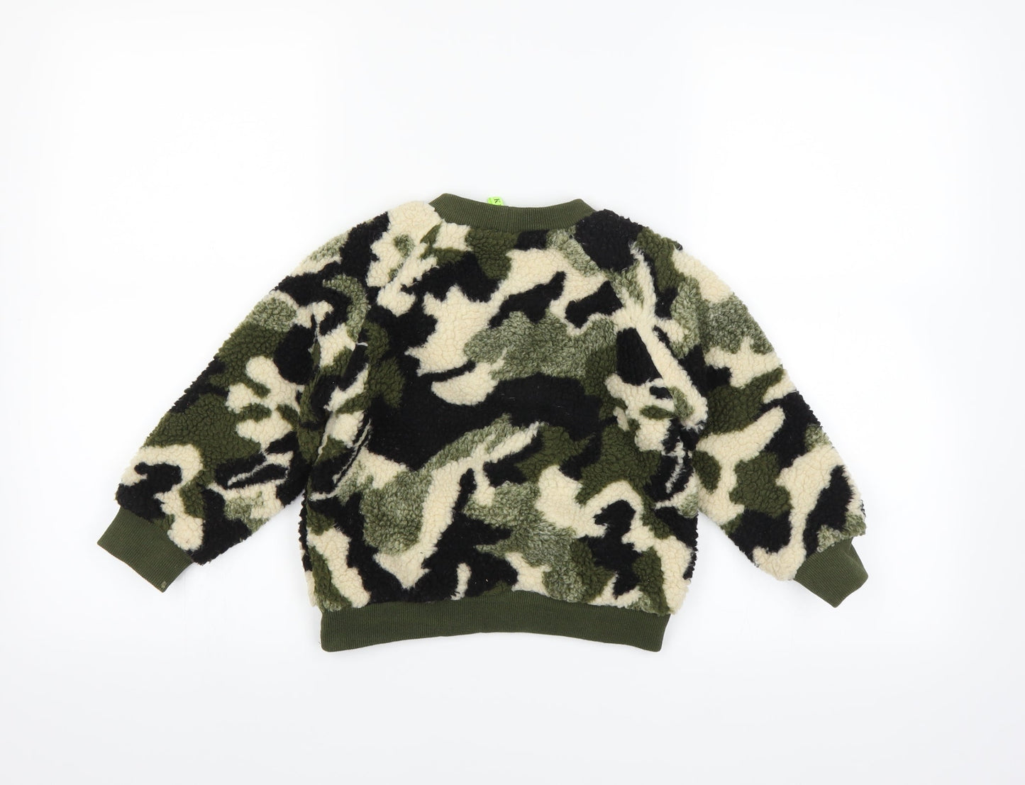 Preworn Girls Green Camouflage  Pullover Jumper Size 13 Years