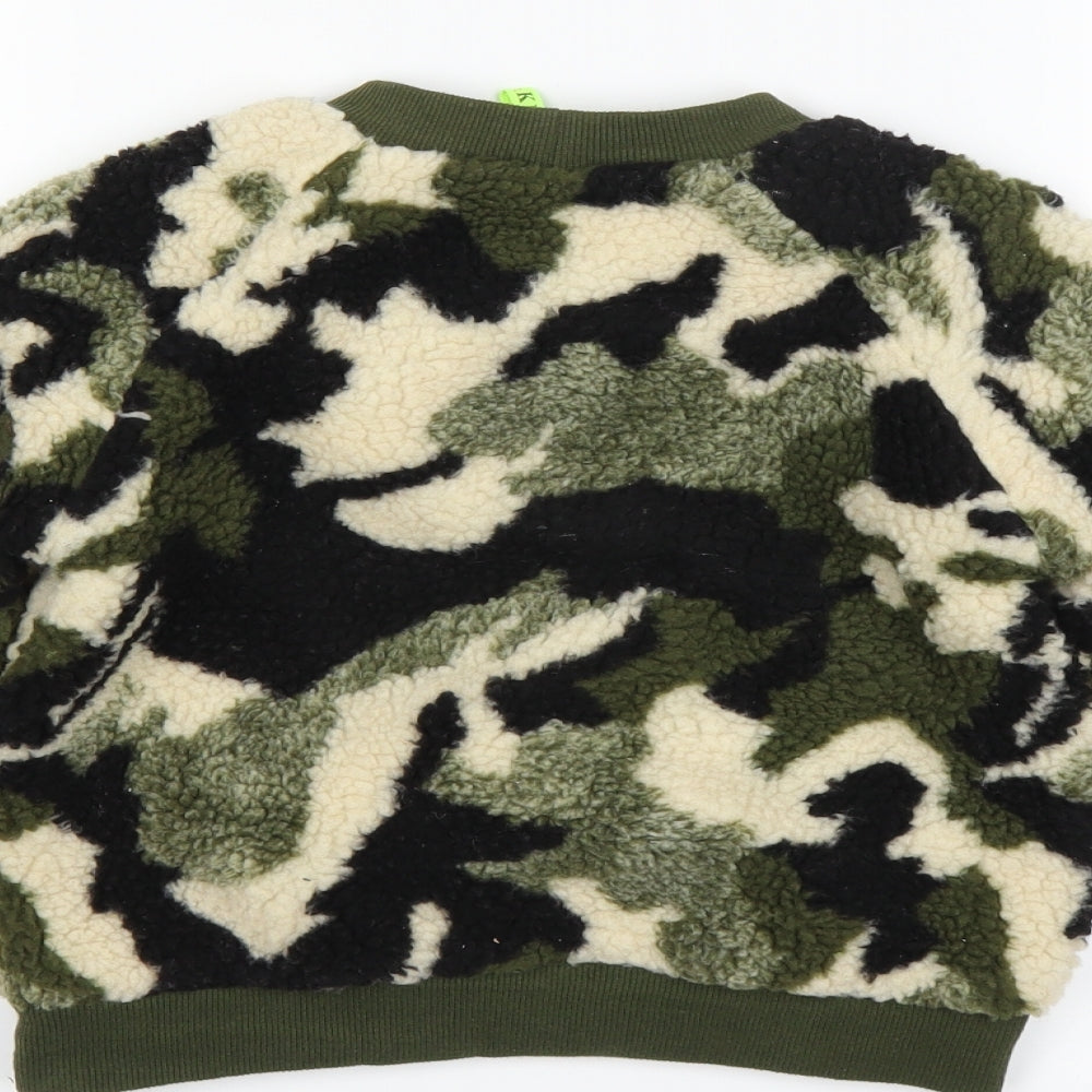 Preworn Girls Green Camouflage  Pullover Jumper Size 13 Years