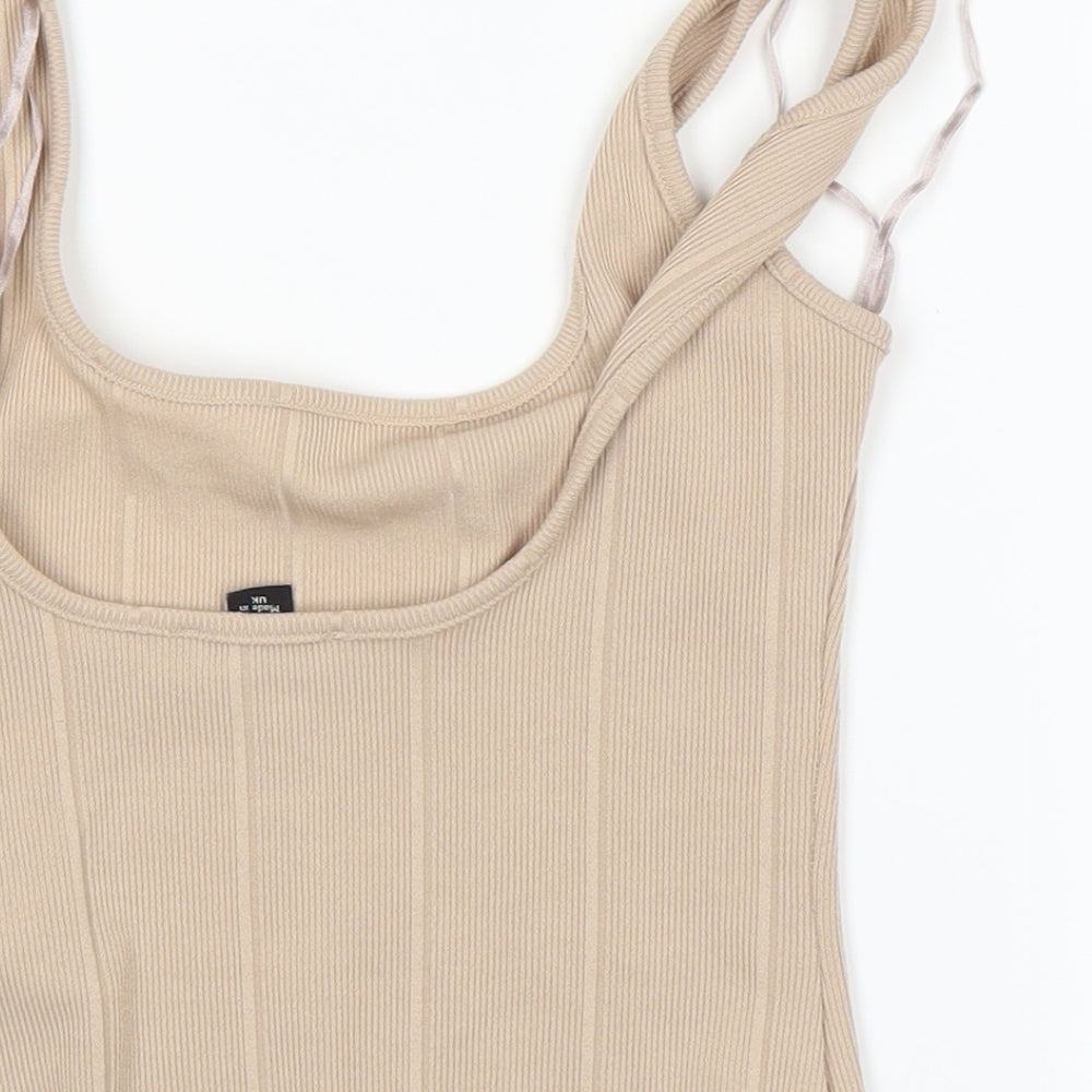 Womens UK Size 10 New Look Brown Basic T-Shirt