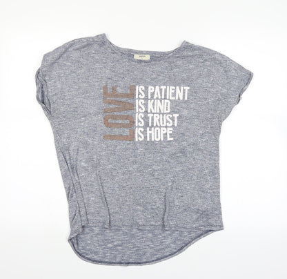Womens UK Size 14 Papaya Blue Basic T-Shirt