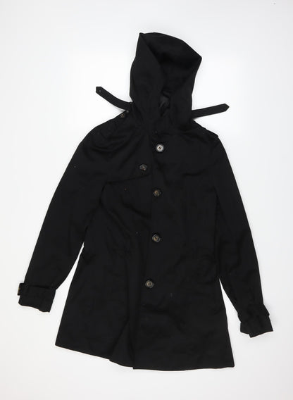 H&M Womens Black   Overcoat Coat Size S