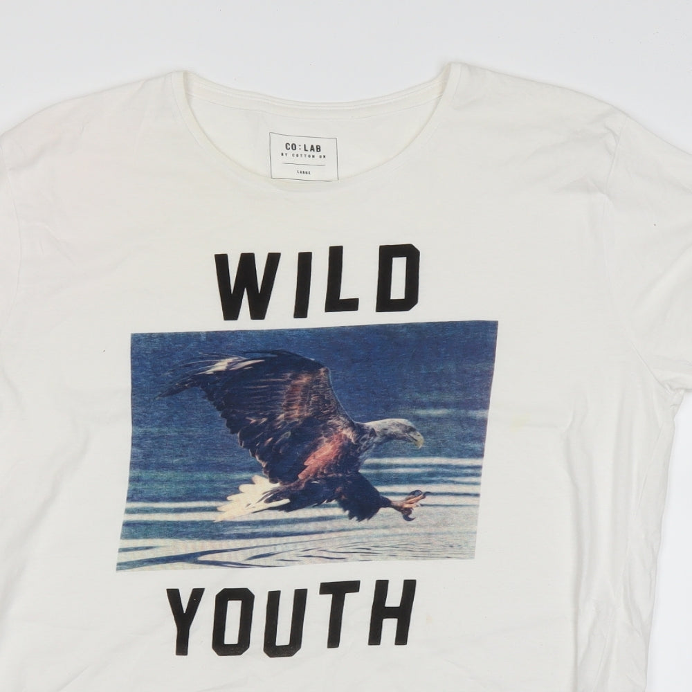 CO LABS Mens White    T-Shirt Size L