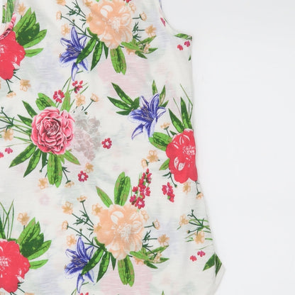 dorophy perkins Womens White Floral  Basic Tank Size 6