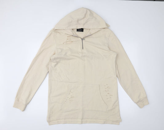 Bershka Mens Beige   Pullover Jumper Size M  - distressed