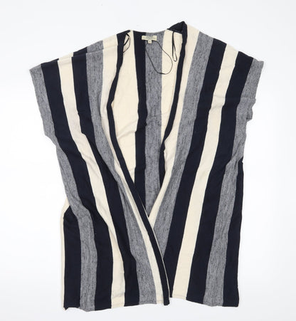 Papaya Womens Grey Striped  Cardigan Jumper Size M