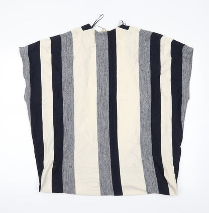 Papaya Womens Grey Striped  Cardigan Jumper Size M