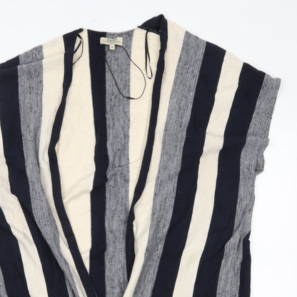 Papaya Womens Grey Striped  Cardigan Jumper Size M