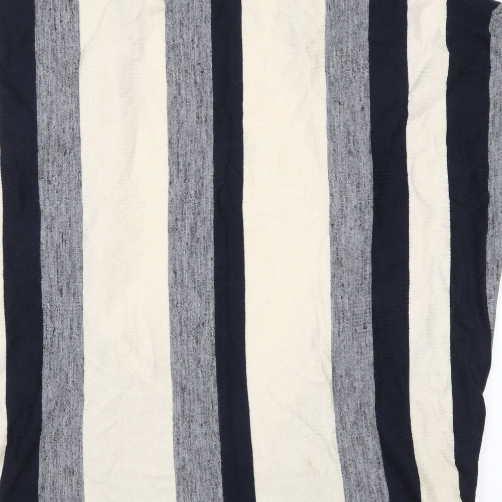 Papaya Womens Grey Striped  Cardigan Jumper Size M