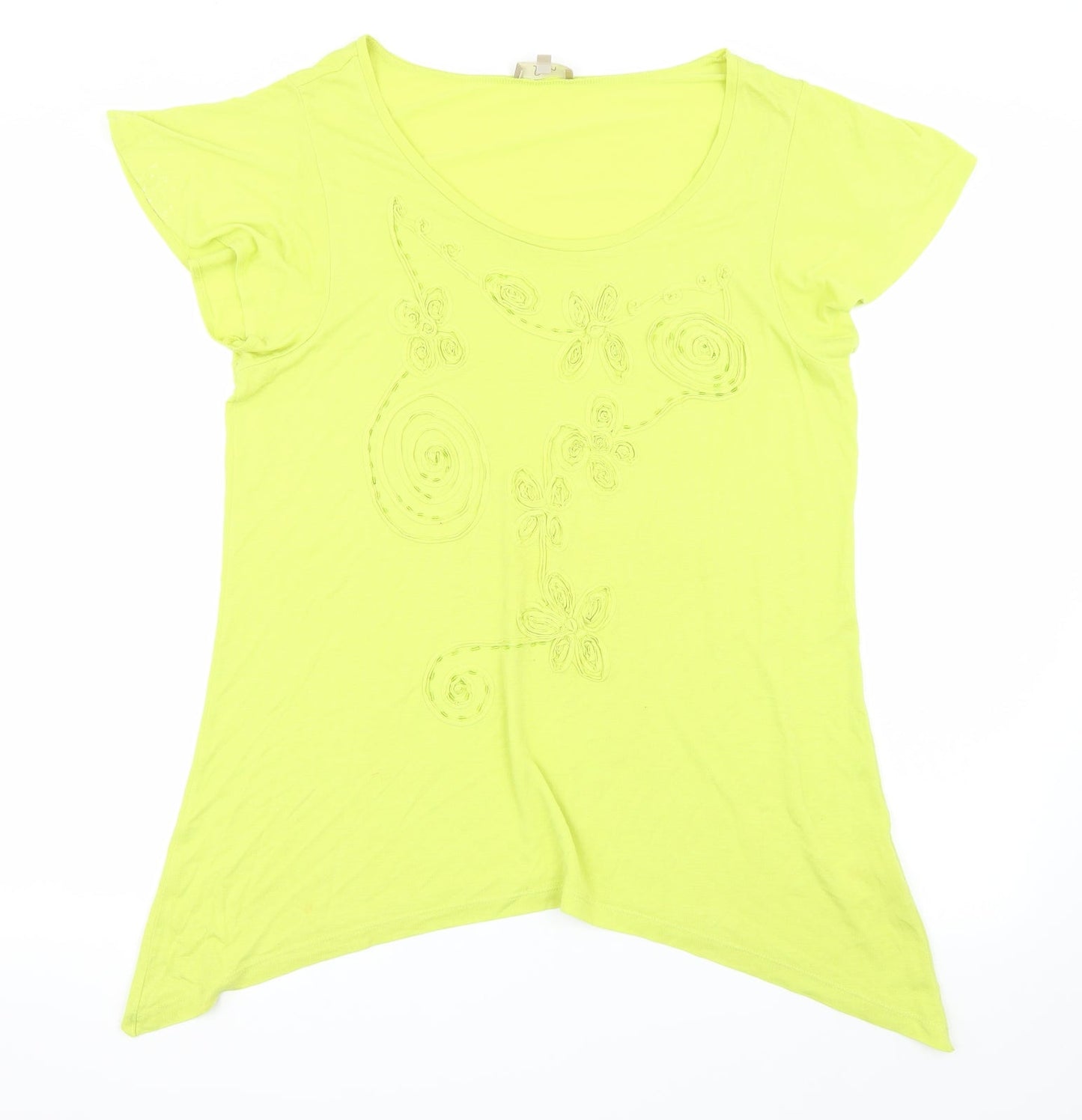 Womens UK Size 18 Soon Green Basic T-Shirt