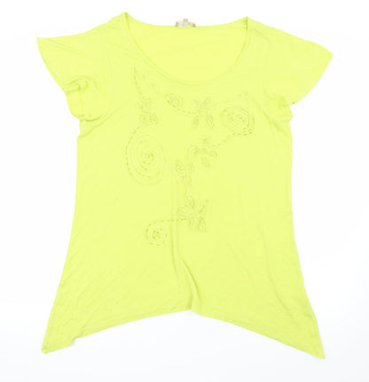 Womens UK Size 18 Soon Green Basic T-Shirt