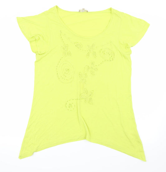 Womens UK Size 18 Soon Green Basic T-Shirt