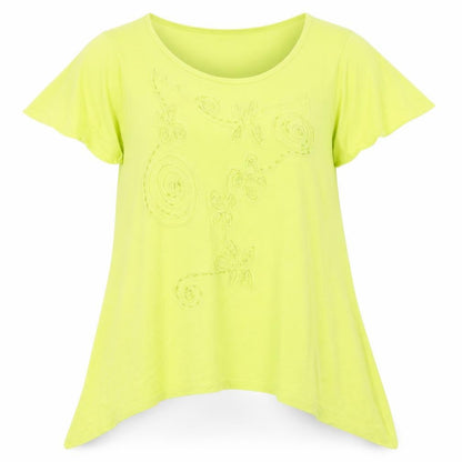 Womens UK Size 18 Soon Green Basic T-Shirt