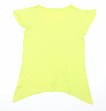 Womens UK Size 18 Soon Green Basic T-Shirt