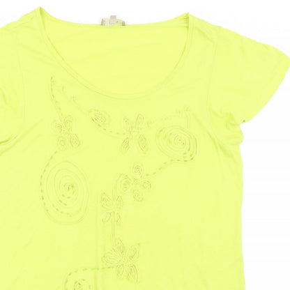 Womens UK Size 18 Soon Green Basic T-Shirt