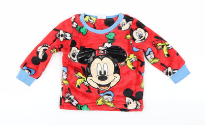 Matalan Baby Red    Pyjama Top Size 9-12 Months  - Mickey Mouse Fleece