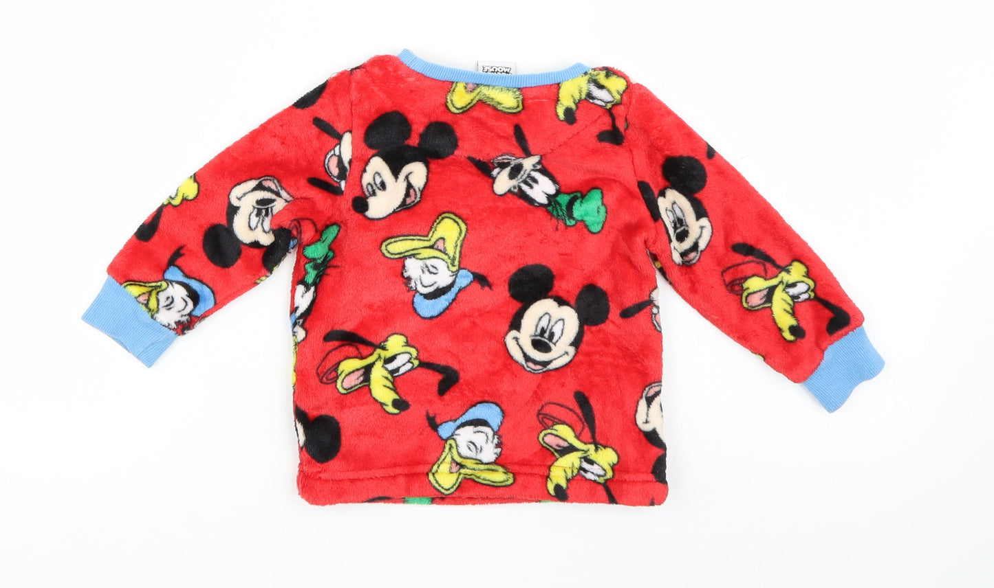 Matalan Baby Red    Pyjama Top Size 9-12 Months  - Mickey Mouse Fleece