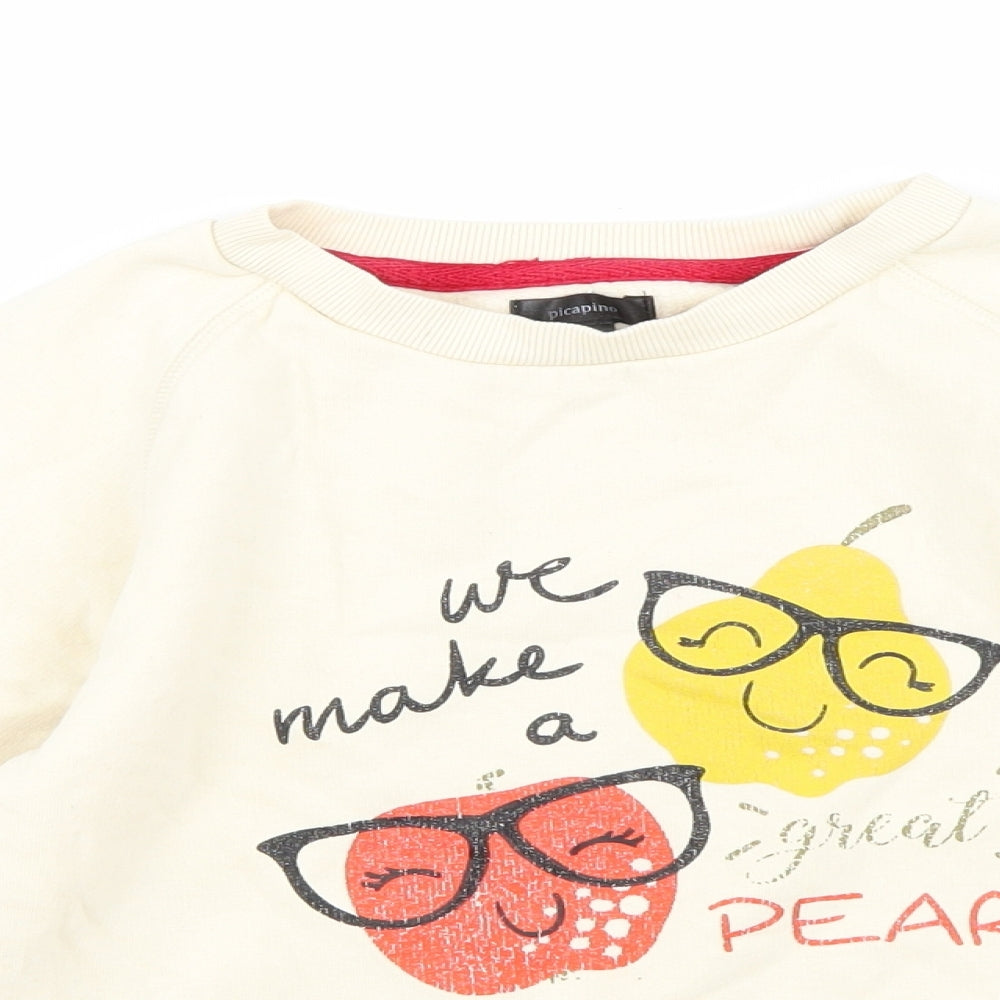 Picapino Girls Beige   Pullover Sweatshirt Size 10 Years