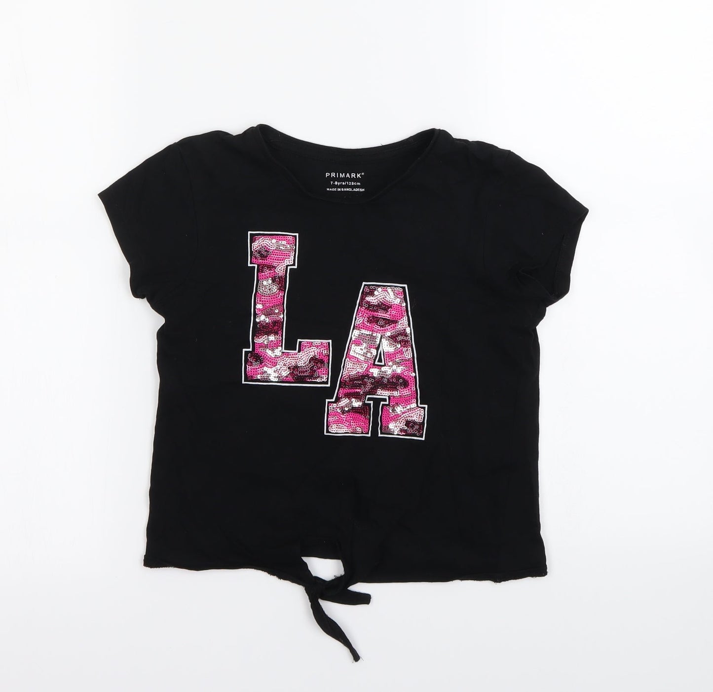 Primark Girls Black   Cropped T-Shirt Size 7-8 Years