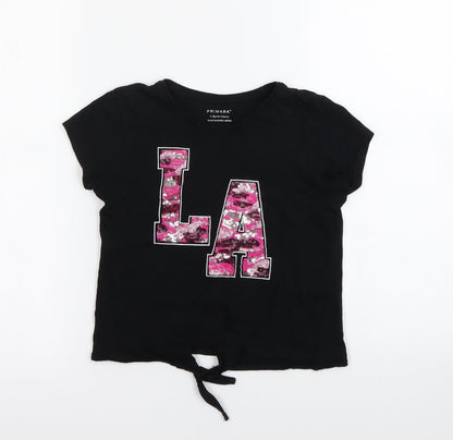 Primark Girls Black   Cropped T-Shirt Size 7-8 Years