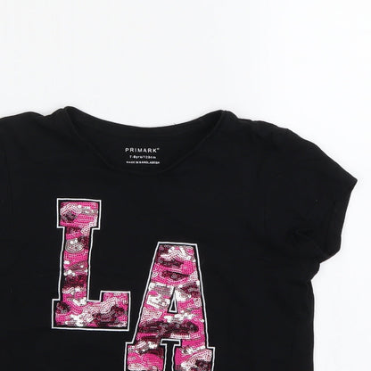 Primark Girls Black   Cropped T-Shirt Size 7-8 Years