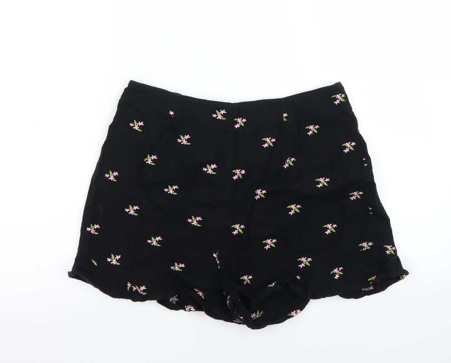 Miss Selfridge Womens Black Floral  Skimmer Shorts Size 10