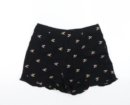 Miss Selfridge Womens Black Floral  Skimmer Shorts Size 10