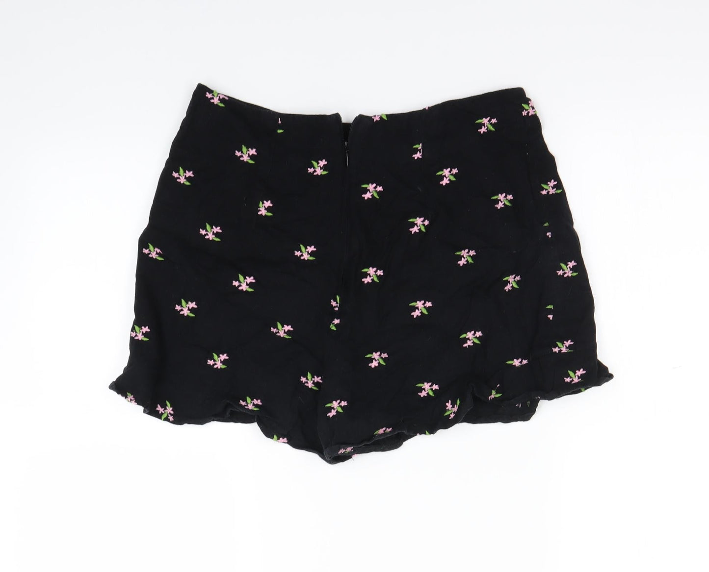 Miss Selfridge Womens Black Floral  Skimmer Shorts Size 10