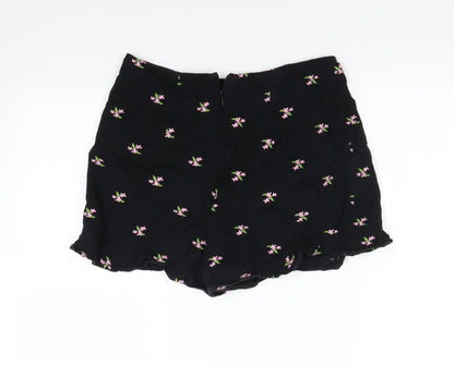 Miss Selfridge Womens Black Floral  Skimmer Shorts Size 10