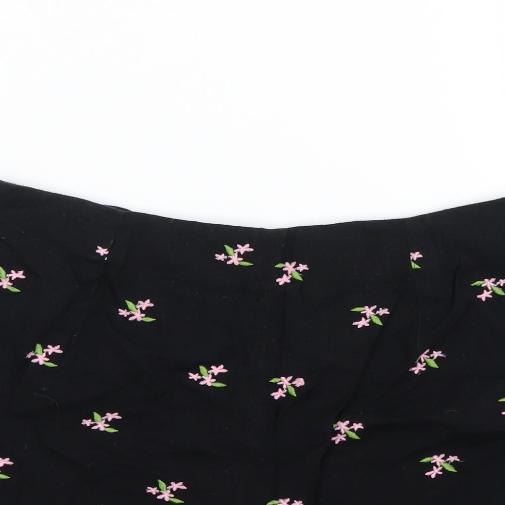 Miss Selfridge Womens Black Floral  Skimmer Shorts Size 10
