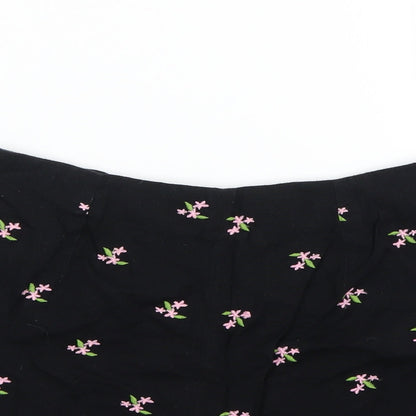 Miss Selfridge Womens Black Floral  Skimmer Shorts Size 10