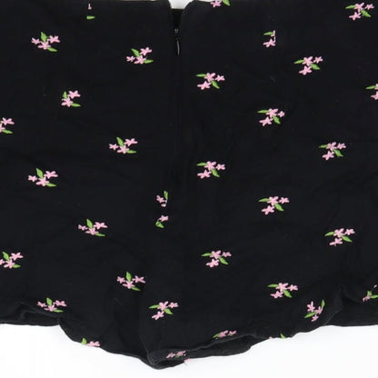 Miss Selfridge Womens Black Floral  Skimmer Shorts Size 10